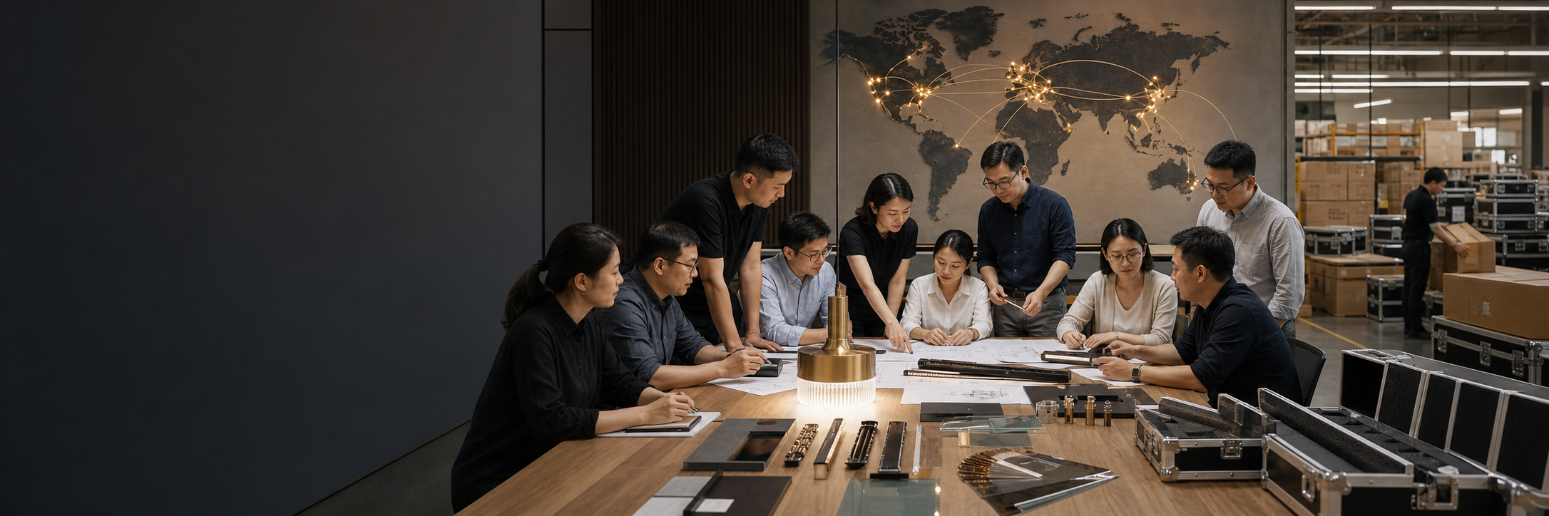 ODSEN lighting team reviewing a project brief